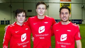 Marius Bildøy, Norman Misje Roman og Viljar Birkeland etter trening med A-laget torsdag 11. januar.