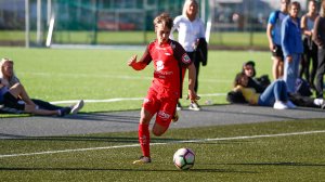 Eirik Moldenes i kamp mot Fjøra  for Brann 2 2. september 2017 i Norsk Tipping-ligaen avdeling 4 på Nymark kunstgress.