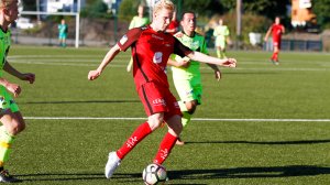 Even Vetås i kamp for Brann 2 mot Fjøra i Norsk Tipping-ligaen avdeling 4 på nymarksbanen 2. september 2017.