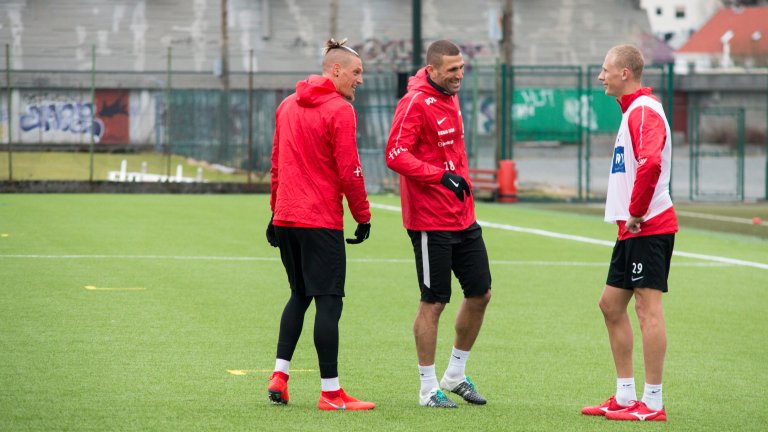 TRENING FREDAG: Vito Wormgoor, Azar Karadas og Kristoffer Barmen.